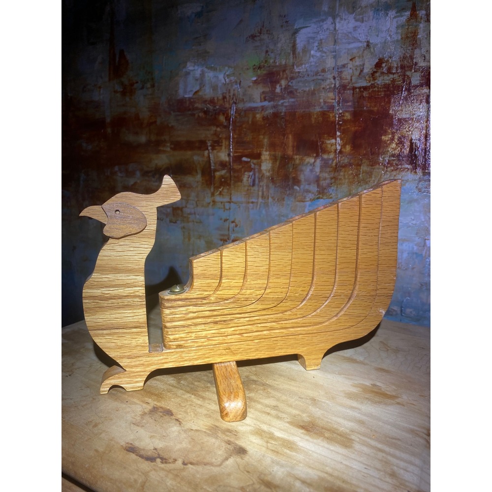 Vintage Wooden Peacock Menorah Folding Oak Wood Hanukkah Chanukiah Folk Art - Picture 3 of 6